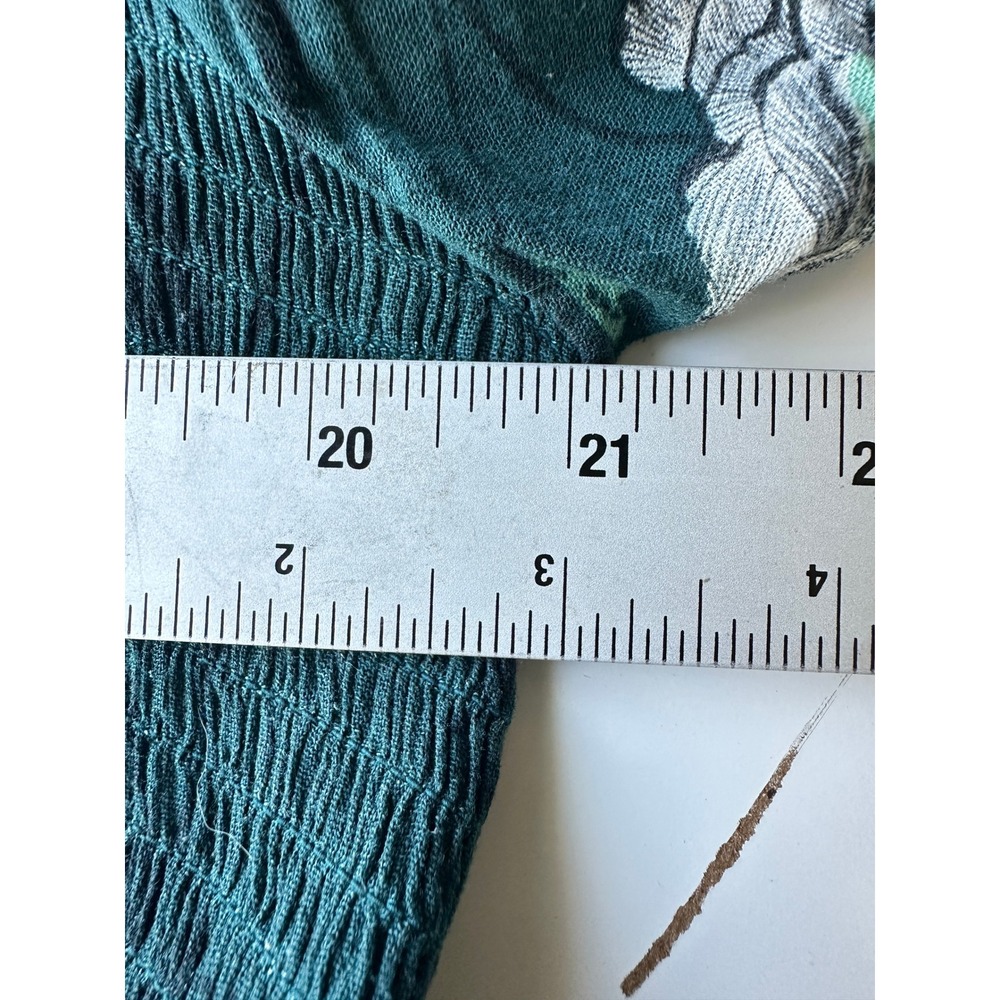 Torrid Babydoll Tunic Teal Floral Smocked Boho Cottagecore Casual Size 1 Casual - Picture 15 of 16